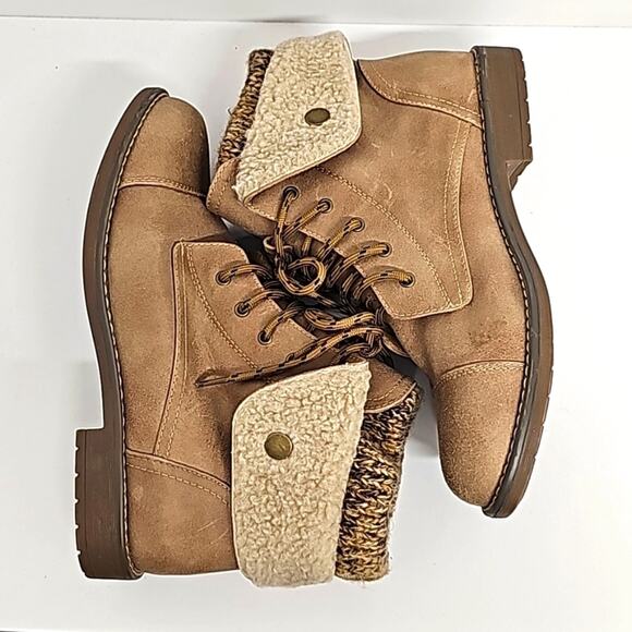 Cliffs by White Mountain Duena Snap Knit Collar Textile Upper Tan Boot Size 9.5W - Picture 4 of 11